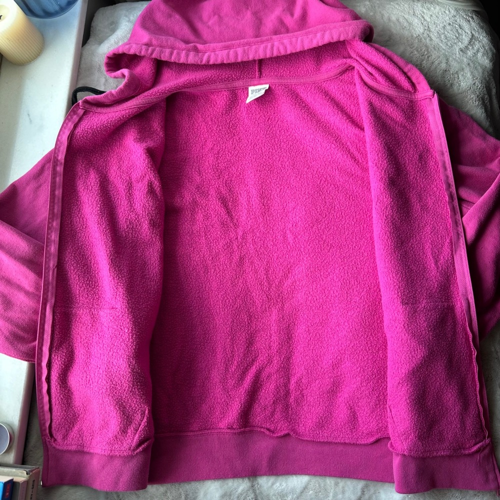 Hot Pink Y2K Brat Hoodie Black Details Victoria's Secret PINK - Picture 4 of 5